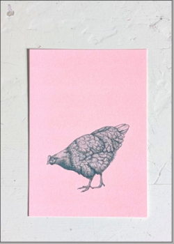 Huhn - Hunter-​Green auf Fluo-​Red