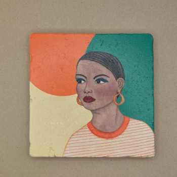 Fliese - Frau mit grünem Lidschatten