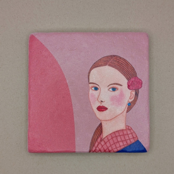 Fliese - Frau mit Blume im Haar