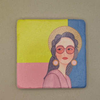 Fliese - Frau mit Ohrringen