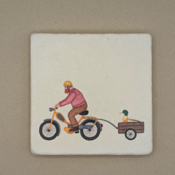 Fliese - Mann. Mofa. Ente.