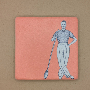 Fliese - Mann mit Paddel