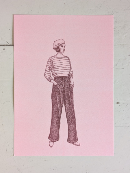 A4 - Frau mit Streifenshirt