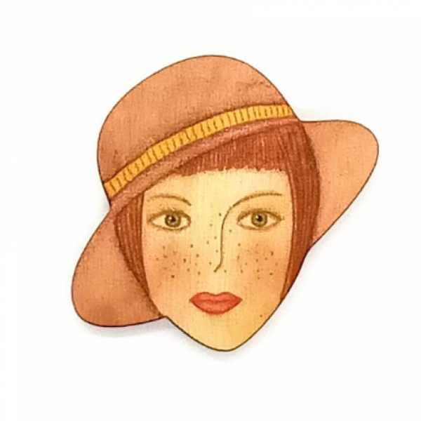 Frauenkopf brauner Hut