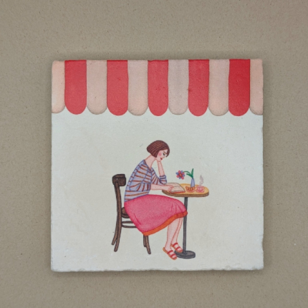 Fliese - Vor dem Cafe