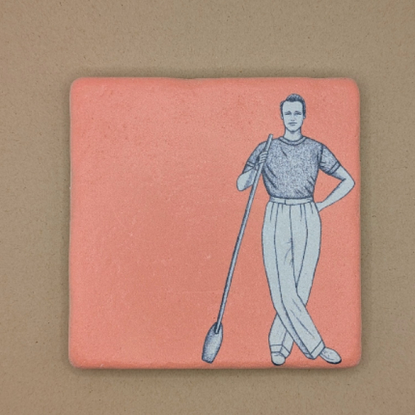 Fliese - Mann mit Paddel